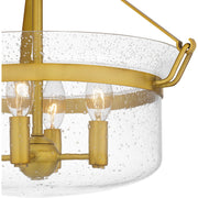 Quoizel Prescott 4 Light Semi-Flush Mount, Aged Brass/Clear Seedy