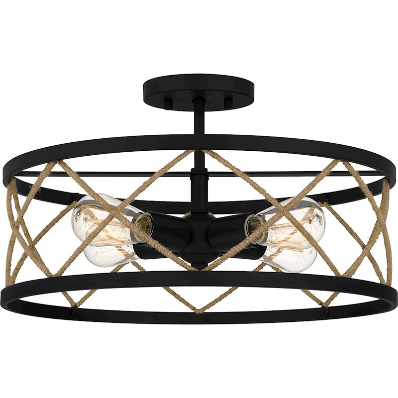 Quoizel Cedar Park 4 Light Semi-Flush Mount, Matte Black