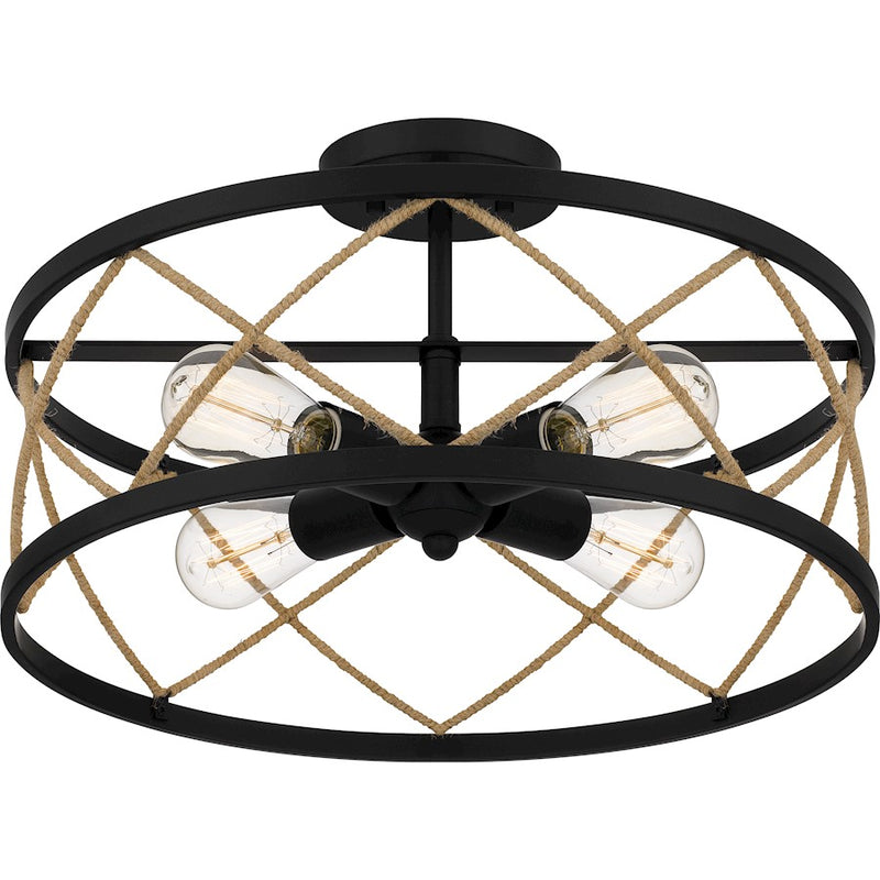 Quoizel Cedar Park 4 Light Semi-Flush Mount, Matte Black