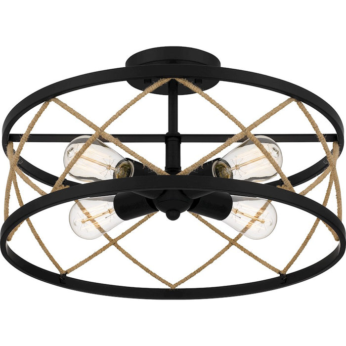 Quoizel Cedar Park 4 Light Semi-Flush Mount, Matte Black