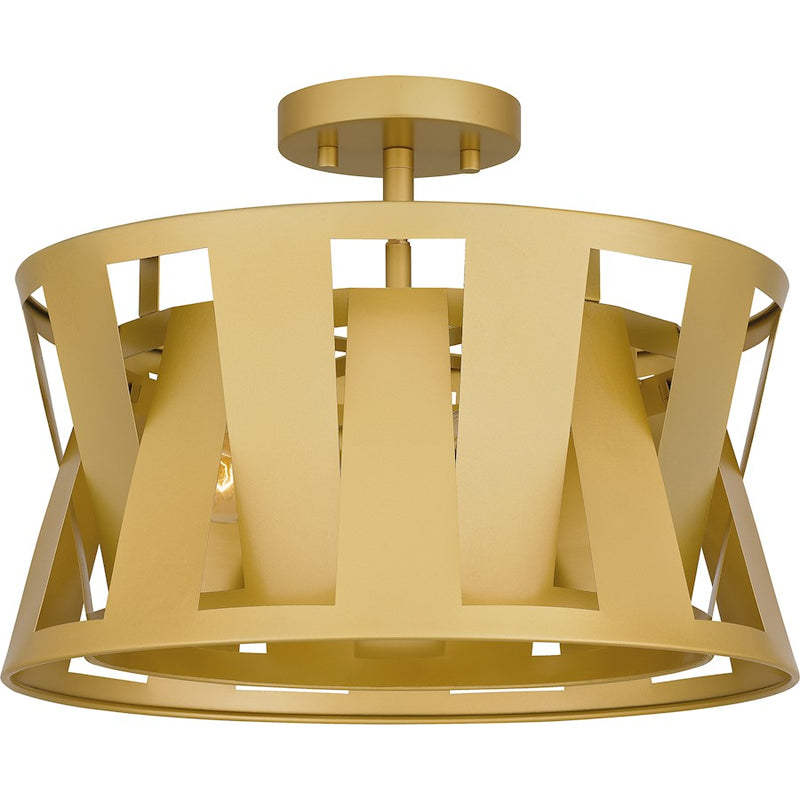 Quoizel Sage 3 Light Semi-Flush Mount, Soft Gold/Metal