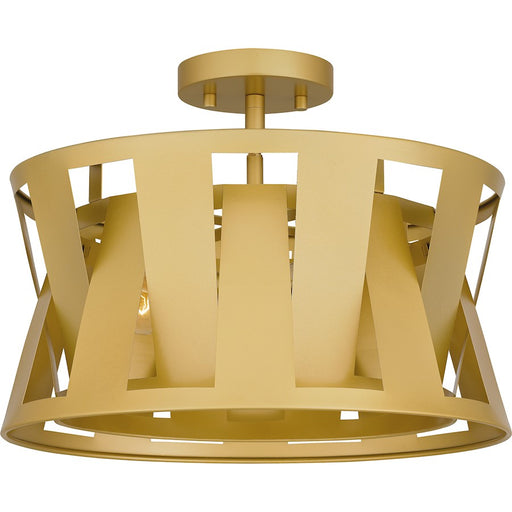 Quoizel Sage 3 Light Semi-Flush Mount, Soft Gold/Metal