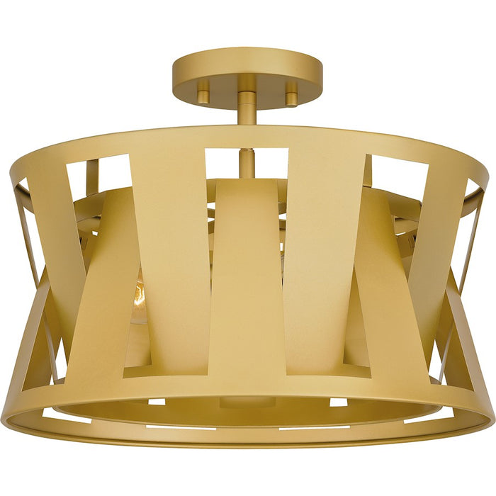 Quoizel Sage 3 Light Semi-Flush Mount, Soft Gold/Metal