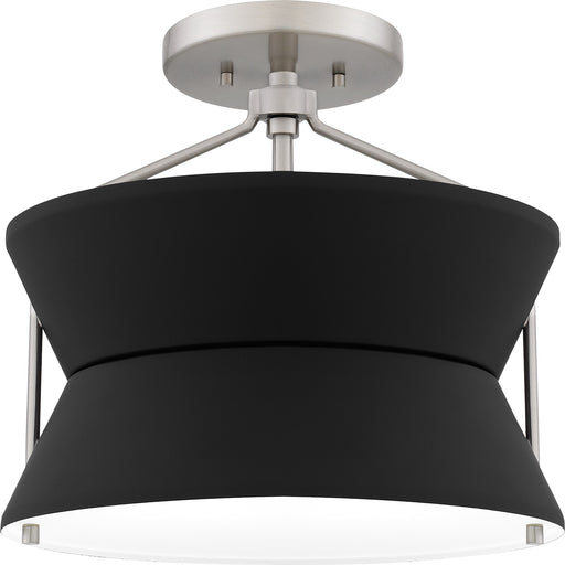 Quoizel Nira 13in 2-Light Semi-Flush Mount | Industrial Brushed Nickel and Matte Black Metal | Foyer & Kitchen | 13 x 13 x 12 in | Model QSF6166BN
