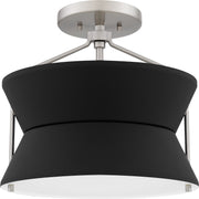 Quoizel Nira 13in 2-Light Semi-Flush Mount | Industrial Brushed Nickel and Matte Black Metal | Foyer & Kitchen | 13 x 13 x 12 in | Model QSF6166BN