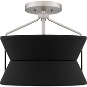 Quoizel Nira 13in 2-Light Semi-Flush Mount | Industrial Brushed Nickel and Matte Black Metal | Foyer & Kitchen | 13 x 13 x 12 in | Model QSF6166BN