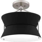 Quoizel Nira 13in 2-Light Semi-Flush Mount | Industrial Brushed Nickel and Matte Black Metal | Foyer & Kitchen | 13 x 13 x 12 in | Model QSF6166BN