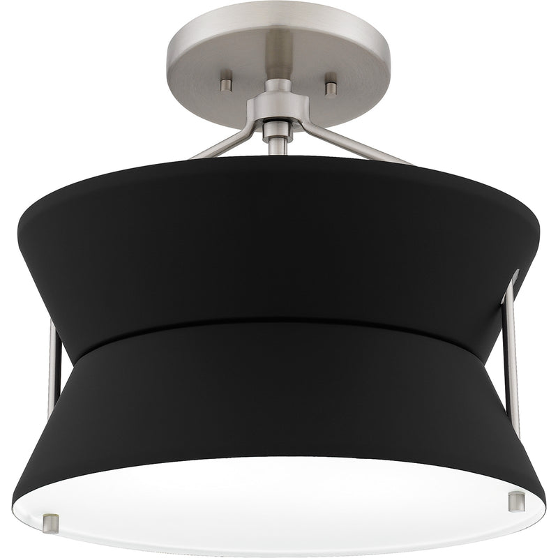 Quoizel Nira 13in 2-Light Semi-Flush Mount | Industrial Brushed Nickel and Matte Black Metal | Foyer & Kitchen | 13 x 13 x 12 in | Model QSF6166BN