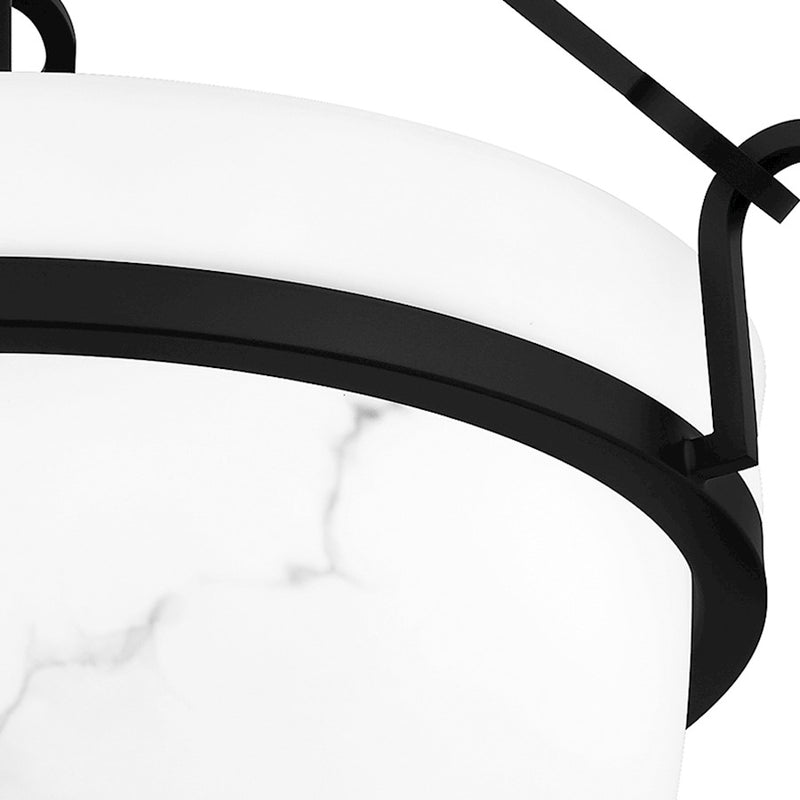 Quoizel Danyon 3 Light Semi-Flush Mount, Matte Black/Alabaster