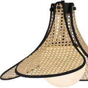Quoizel Delilah 18in 1-Light Semi-Flush Mount | Coastal Matte Black and Natural Rattan | Bedroom & Hallway | 18 x 18 x 15 in | Model QSF6207MBK