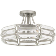 Quoizel Padilla 17in 4-Light Semi-Flush Mount | Glam Brushed Nickel and Clear Crystal Glass | Bedroom & Hallway | 17 x 17 x 9.25 in | Model QSF6209BN