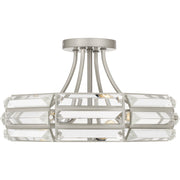 Quoizel Padilla 17in 4-Light Semi-Flush Mount | Glam Brushed Nickel and Clear Crystal Glass | Bedroom & Hallway | 17 x 17 x 9.25 in | Model QSF6209BN