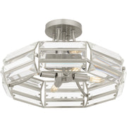 Quoizel Padilla 17in 4-Light Semi-Flush Mount | Glam Brushed Nickel and Clear Crystal Glass | Bedroom & Hallway | 17 x 17 x 9.25 in | Model QSF6209BN