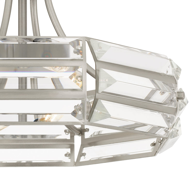 Quoizel Padilla 17in 4-Light Semi-Flush Mount | Glam Brushed Nickel and Clear Crystal Glass | Bedroom & Hallway | 17 x 17 x 9.25 in | Model QSF6209BN