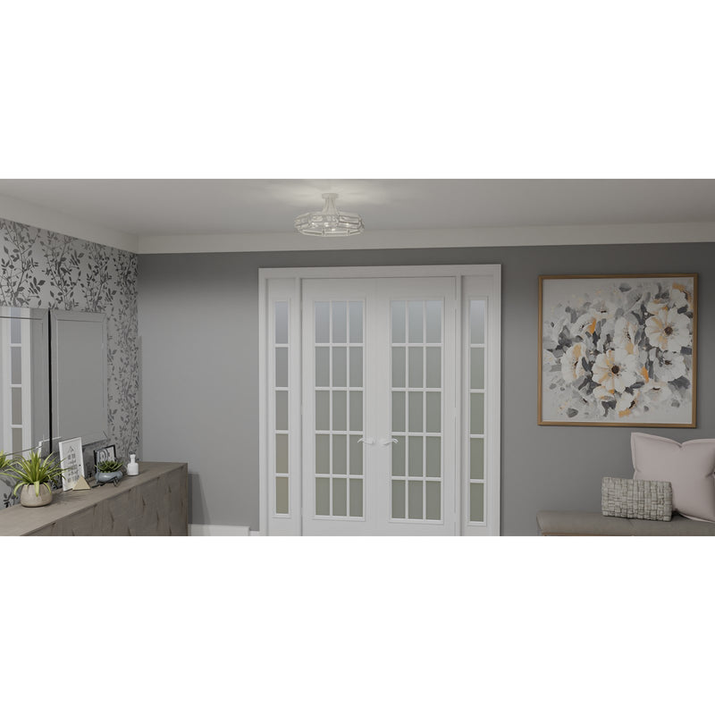 Quoizel Padilla 17in 4-Light Semi-Flush Mount | Glam Brushed Nickel and Clear Crystal Glass | Bedroom & Hallway | 17 x 17 x 9.25 in | Model QSF6209BN