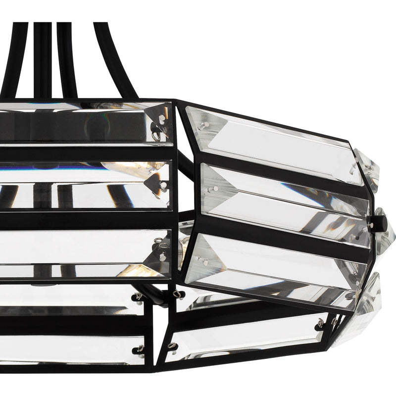 Quoizel Padilla 17in 4-Light Semi-Flush Mount | Glam Matte Black and Clear Crystal Glass | Bedroom & Hallway | 17 x 17 x 9.25 in | Model QSF6209MBK
