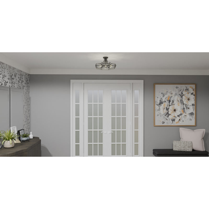 Quoizel Padilla 17in 4-Light Semi-Flush Mount | Glam Matte Black and Clear Crystal Glass | Bedroom & Hallway | 17 x 17 x 9.25 in | Model QSF6209MBK
