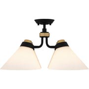 Quoizel Graft 24in 4-Light Semi-Flush Mount | Transitional Matte Black and Opal Etched Glass | Bedroom & Hallway | Model QSF6218MBK