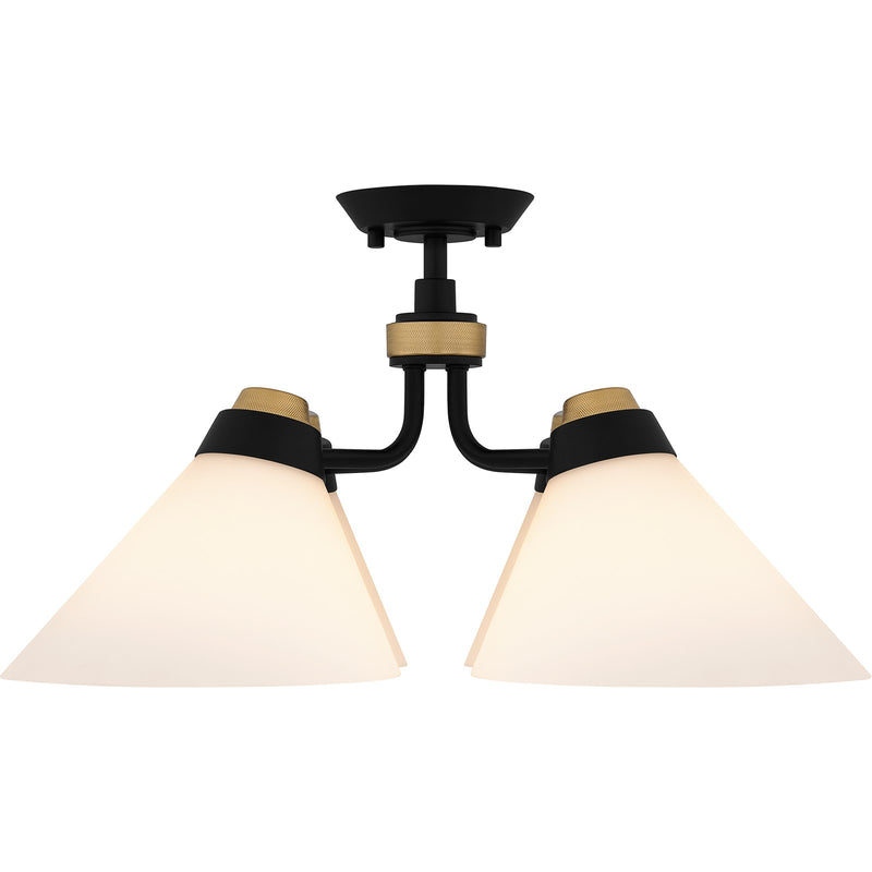 Quoizel Graft 24in 4-Light Semi-Flush Mount | Transitional Matte Black and Opal Etched Glass | Bedroom & Hallway | Model QSF6218MBK