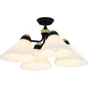 Quoizel Graft 24in 4-Light Semi-Flush Mount | Transitional Matte Black and Opal Etched Glass | Bedroom & Hallway | Model QSF6218MBK