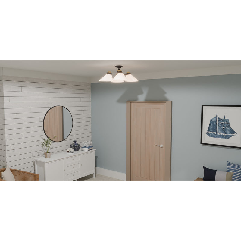 Quoizel Graft 24in 4-Light Semi-Flush Mount | Transitional Matte Black and Opal Etched Glass | Bedroom & Hallway | Model QSF6218MBK