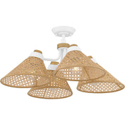 Quoizel Graft 24in 4-Light Semi-Flush Mount | Coastal Matte White and Rattan Caning | Bedroom & Entryway | 24 x 24 x 11 in | Model QSF6218W