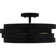 Quoizel Berner 16in 3-Light Semi-Flush Mount | Modern Industrial Matte Black and Gold Metal | Entryway & Bathroom | 16 x 16 x 8 in | Model QSF6223MBK
