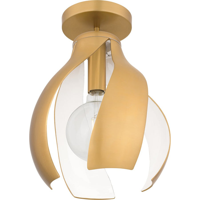 Quoizel Kiko 1 Light Semi-Flush Mount, Brass/Metal