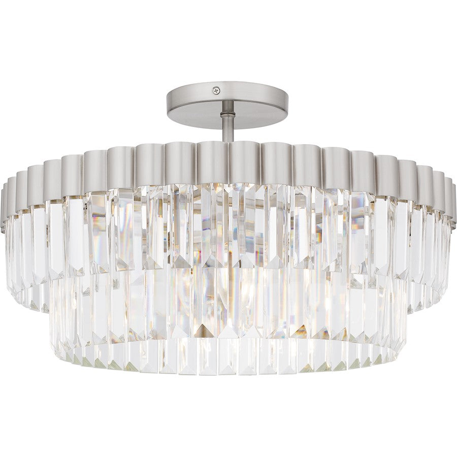 Quoizel Starlight 4Lt Semi-Flush Mount, Nickel/Clear Crystal Glass - QSF6742BN