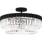 Quoizel Starlight 4Lt Semi-Flush Mount, Black/Clear Crystal Glass - QSF6742MBK