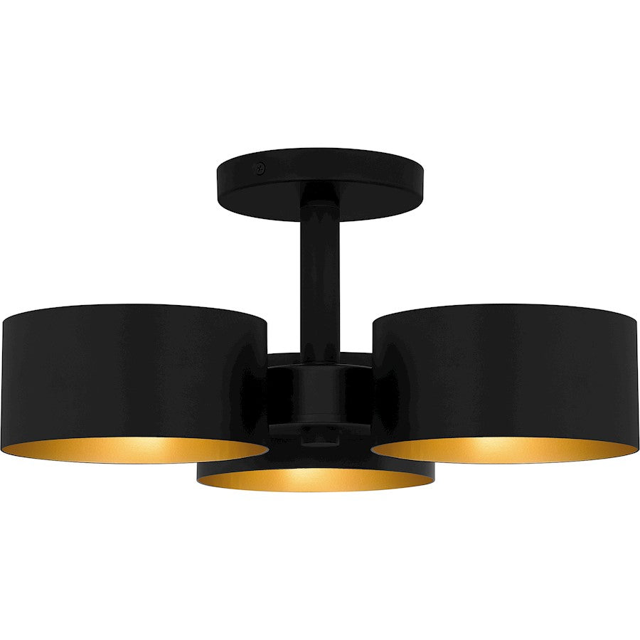 Quoizel Nala 3 Light Semi-Flush Mount, Matte Black/Metal - QSF6745MBK