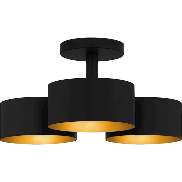 Quoizel Nala 3 Light Semi-Flush Mount, Matte Black/Metal