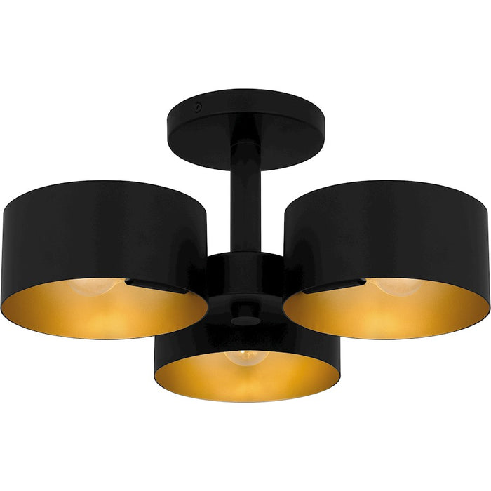 Quoizel Nala 3 Light Semi-Flush Mount, Matte Black/Metal