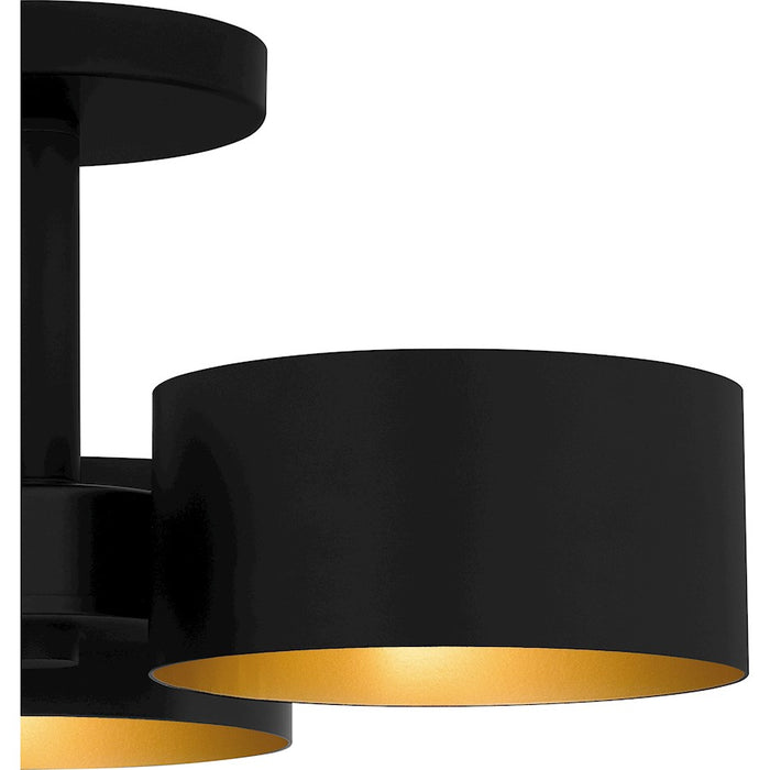 Quoizel Nala 3 Light Semi-Flush Mount, Matte Black/Metal