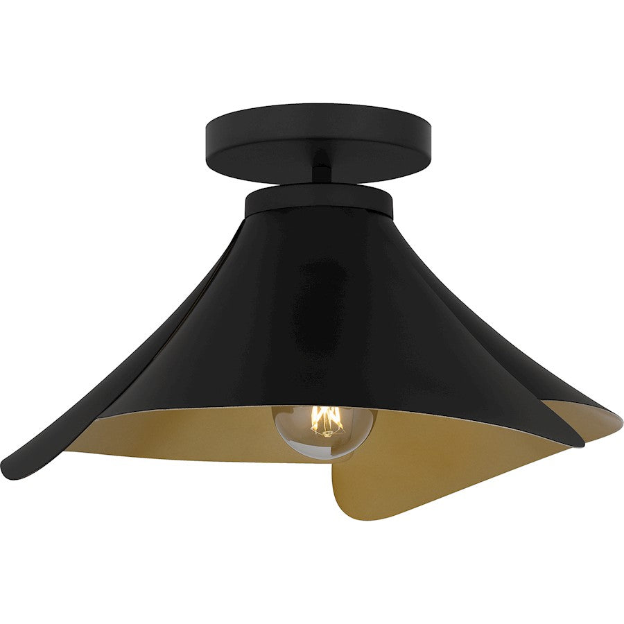 Quoizel Wisp 1 Light Semi-Flush Mount, Matte Black/Metal - QSF6747MBK