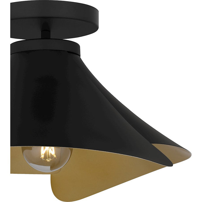 Quoizel Wisp 1 Light Semi-Flush Mount, Matte Black/Metal