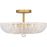 Quoizel Belmond 3 Light Semi-Flush Mount, Gold/Clear Ribbed Glass