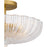 Quoizel Belmond 3 Light Semi-Flush Mount, Gold/Clear Ribbed Glass