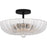 Quoizel Belmond 3 Light Semi-Flush Mount, Black/Clear Ribbed Glass - QSF6748MBK