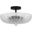 Quoizel Belmond 3 Light Semi-Flush Mount, Black/Clear Ribbed Glass