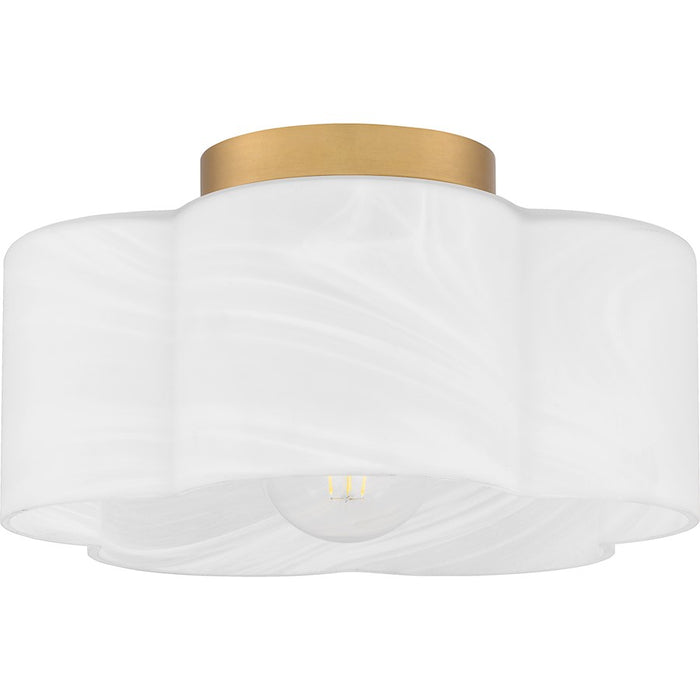 Quoizel Lilly 1 Light Semi-Flush Mount, Brass/Alabaster Glass