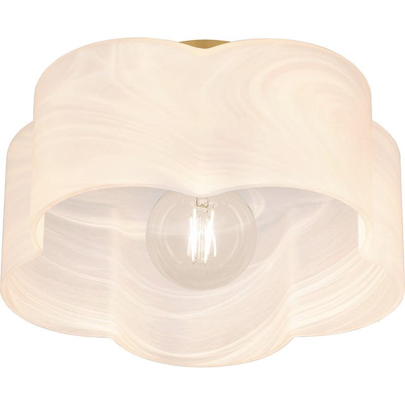 Quoizel Lilly 1 Light Semi-Flush Mount, Brass/Alabaster Glass