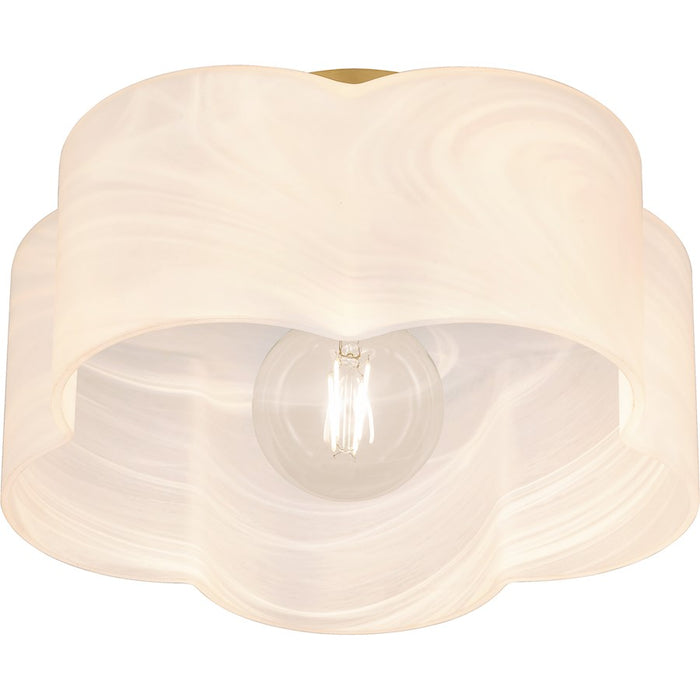 Quoizel Lilly 1 Light Semi-Flush Mount, Brass/Alabaster Glass