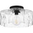 Quoizel Lilly 1 Light Semi-Flush Mount, Black/Clear Water Glass