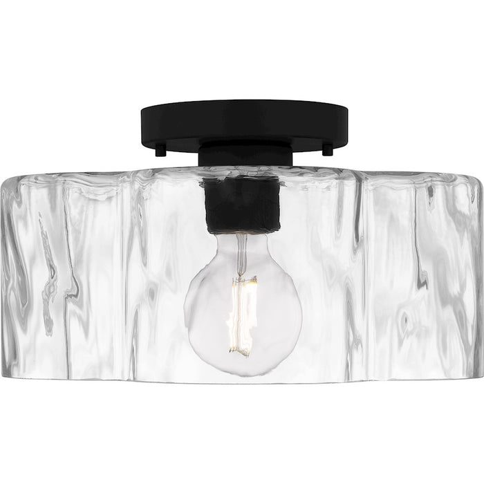 Quoizel Lilly 1 Light Semi-Flush Mount, Black/Clear Water Glass