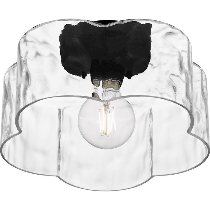 Quoizel Lilly 1 Light Semi-Flush Mount, Black/Clear Water Glass