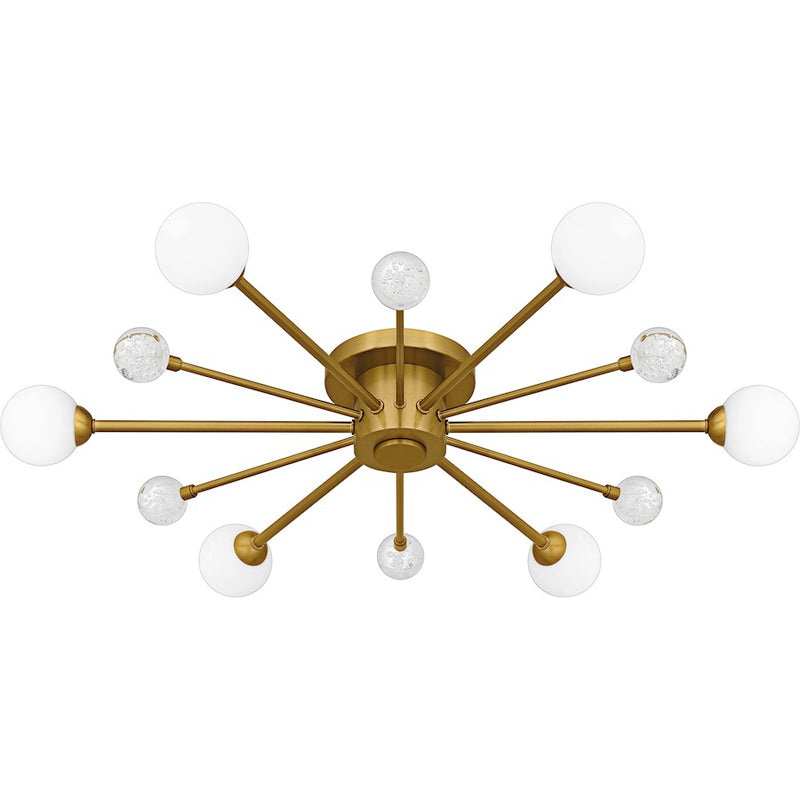 Quoizel Combe 6Lt Semi-Flush, Gold/Opal Etched, Crystal/Bubble - QSF6781BRG