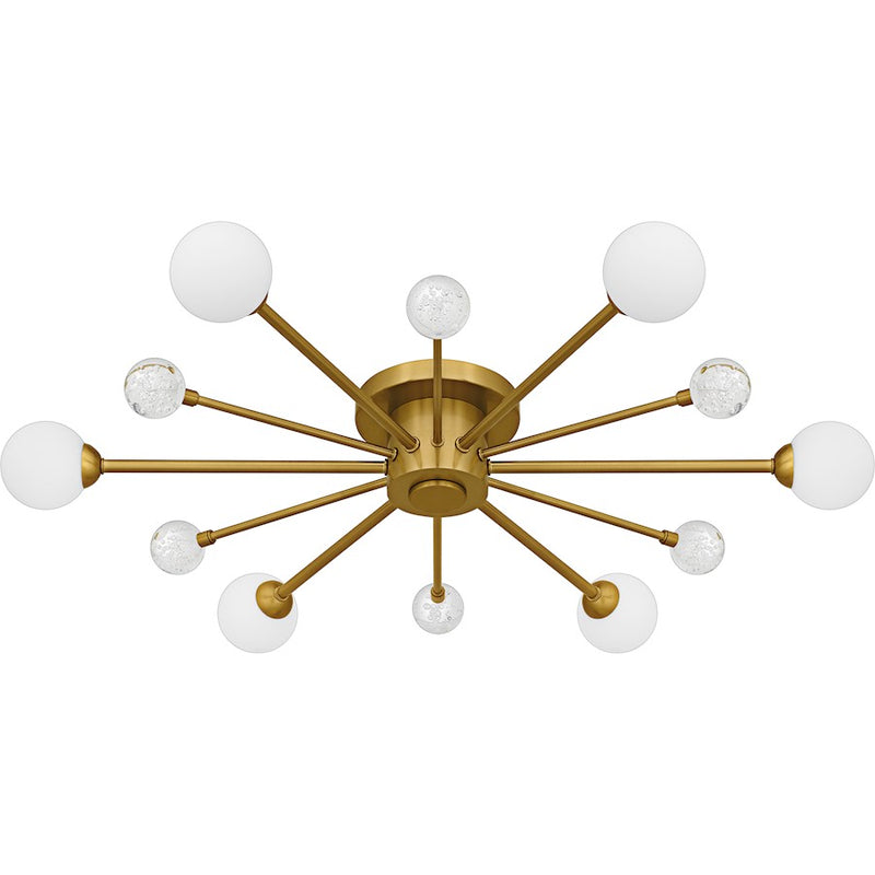 Quoizel Combe 6Lt Semi-Flush, Gold/Opal Etched, Crystal/Bubble