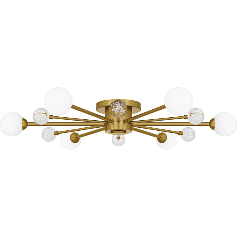 Quoizel Combe 6Lt Semi-Flush, Gold/Opal Etched, Crystal/Bubble