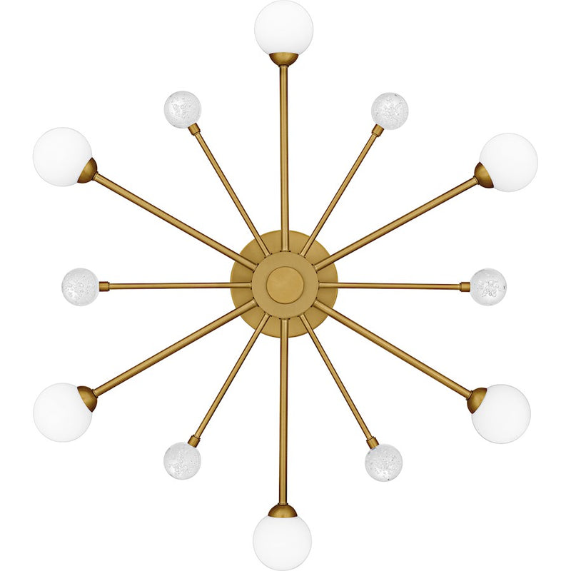 Quoizel Combe 6Lt Semi-Flush, Gold/Opal Etched, Crystal/Bubble